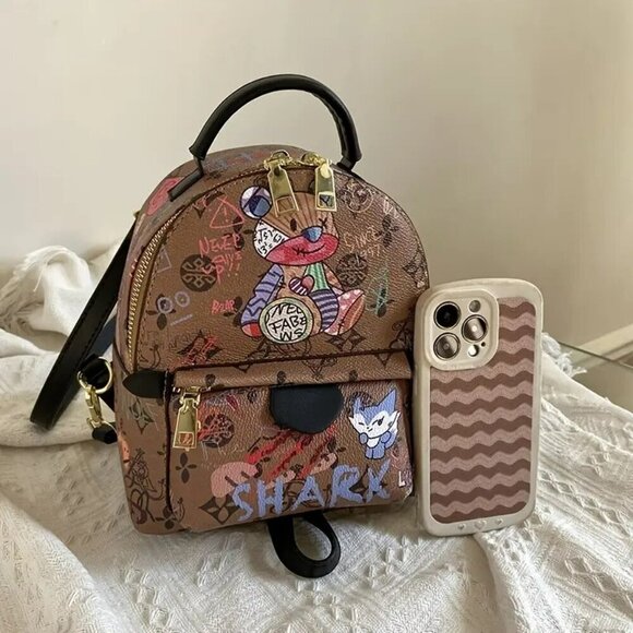 Mini Cartoon Bear Graffiti Backpack Purse NWT - Picture 4 of 4